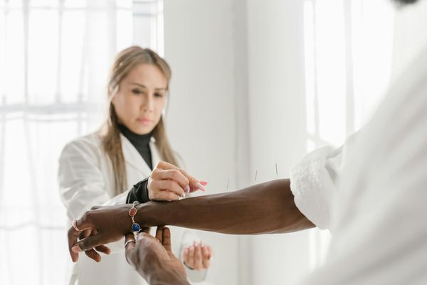 Person practicing relaxation flow in a modern room